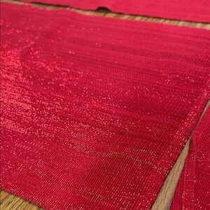 Six Sparkling Red Knit Fabric Placemats